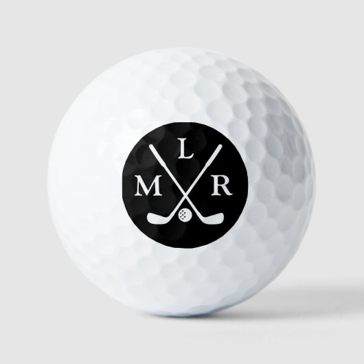 3 Name Initials | Personalized B&W Monogram  Golfballen (Voorkant)