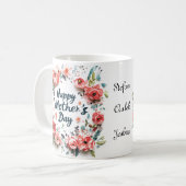 3 Namen Floral Gelukkige Moederdag Koffiemok (Voorkant links)