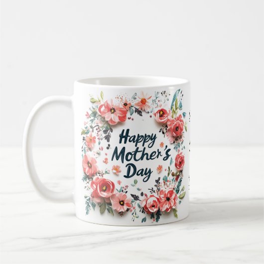 3 Namen Floral Gelukkige Moederdag Koffiemok (Links)