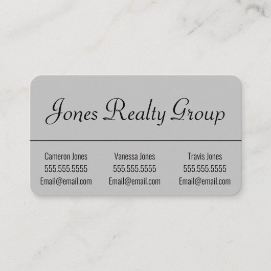 3 namen QR-code Logo | Grijs Modern Klein Visitekaartje (Voorkant)