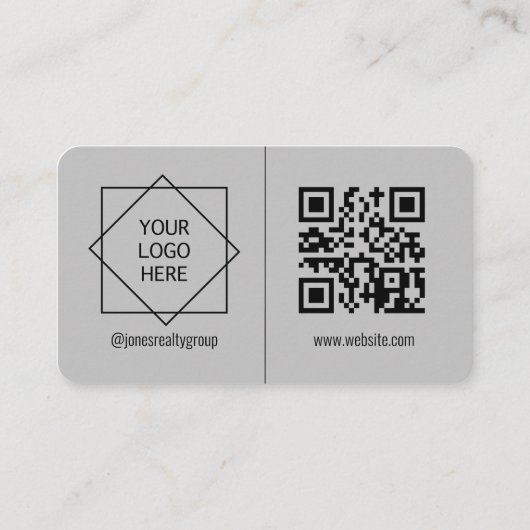 3 namen QR-code Logo | Grijs Modern Klein Visitekaartje (Achterkant)