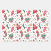 3 Namen, Rood & Groen 19x29 Kerstmis Inpakpapier Vel (Voorkant)