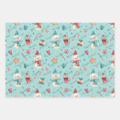 3 Namen Schattige Matching Christmas Snoep 19x29 Inpakpapier Vel (Voorkant 3)