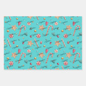 3 Namen Schattige Matching Christmas Snoep 19x29 Inpakpapier Vel (Voorkant)