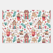 3 Namen Schattigee Kerstman & Snoepjes Inpakpapier Vel (Voorkant 3)