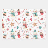 3 Namen Schattigee Kerstman & Snoepjes Inpakpapier Vel (Voorkant 2)