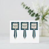 3 Navy / Creme Tree Cup Cake Picks Bruiloft Briefkaart (Staand voorkant)