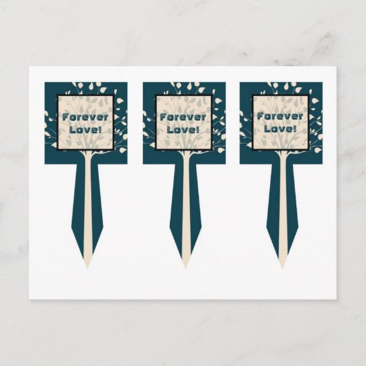 3 Navy / Creme Tree Cup Cake Picks Bruiloft Briefkaart (Voorkant)