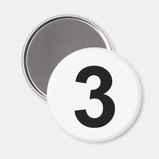 3 - nummer drie magneet (Voorkant / Achterkant)