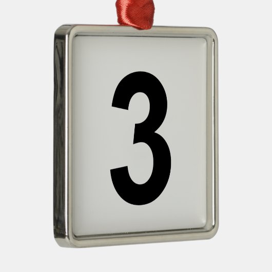 3 - nummer drie metalen ornament (Rechts)