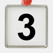 3 - nummer drie metalen ornament (Voorkant)