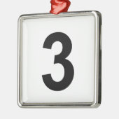 3 - nummer drie metalen ornament (Links)