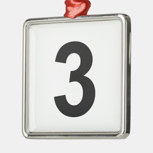 3 - nummer drie metalen ornament (Links)