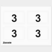 3 - nummer drie rechthoekige sticker (Vel)