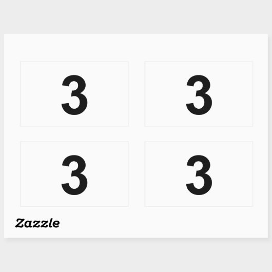 3 - nummer drie rechthoekige sticker (Vel)