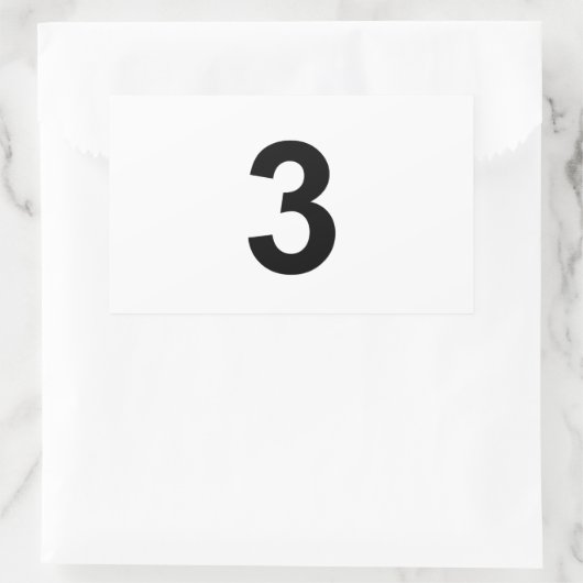 3 - nummer drie rechthoekige sticker (Tas)