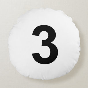 3 - nummer drie rond kussen