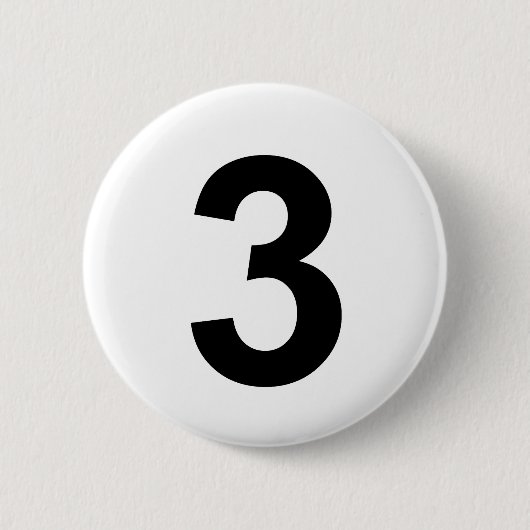 3 - nummer drie ronde button 5,7 cm (Voorkant)