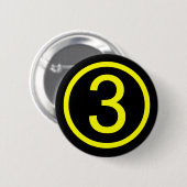 3 - nummer drie ronde button 5,7 cm (Voorkant /achterkant)