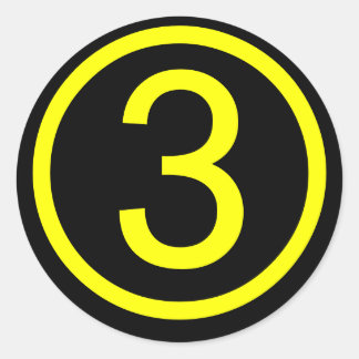 3 - nummer drie ronde sticker