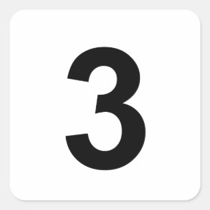 3 - nummer drie vierkante sticker