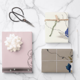 3 oceaan gedicht blauw roze kust thema Kerstmis Inpakpapier Vel