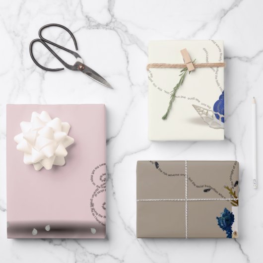 3 oceaan gedicht blauw roze kust thema Kerstmis Inpakpapier Vel (Voorkant)