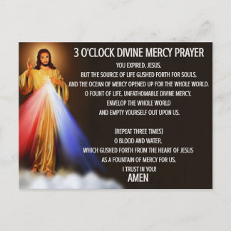 3 O'Clock Divine Mercy Prayer Card Briefkaart