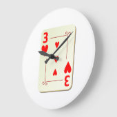3 of Hearts Playing Card Grote Klok (Hoek)