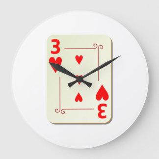 3 of Hearts Playing Card Grote Klok