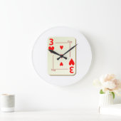 3 of Hearts Playing Card Grote Klok (Huis)