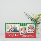 3 omlijstingen op Gestreepte Achtergrond, Kerstmis Feestdagenkaart (Staand voorkant)