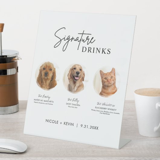 3 Ondertekende handtekeningen Drink huwelijksbalie Reclamebord Met Voetstuk (Insitu)