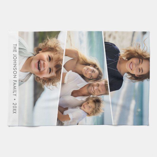 3 ongelijke fotocollage - funky vierzijdige kunst theedoek (Horizontaal)