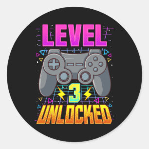 3 Ontgrendeld Shirt Video Game Boys 3e Verjaardags Ronde Sticker