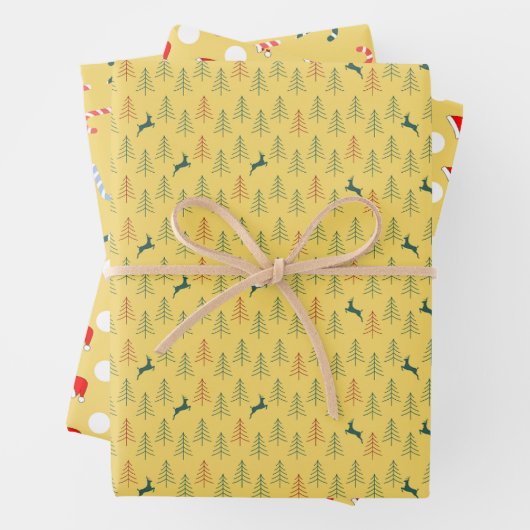 3 ontwerp van kerstinpakpapier - geel s1 inpakpapier vel (In situ)
