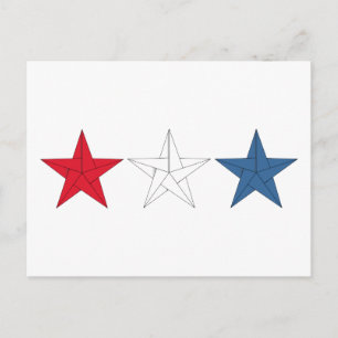 3 Oorsprongssterren - Rood, wit en blauw Briefkaart