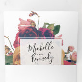 3 op 1 Antiek Rozen  Bohemen bruiloft Drieluik Aankondiging (Binnenzijde eerst)