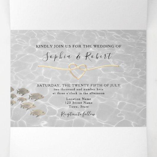 3-op-1 Beach Wedding Tri-Fold Uitnodiging (Binnenkant midden)
