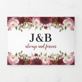 3 op 1 Blush Burgundy Floral Wedding Drieluik Uitnodiging (Cover)