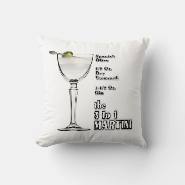 3 op 1 (Nat) Martini Cocktail Recept Kunst Kussen (Voorkant)