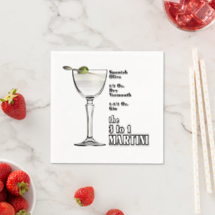 3 op 1 (Nat) Martini Cocktail Recept Kunst Servet