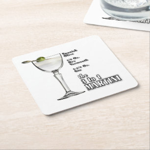 3 op 1 (Natte) Martini Cocktail Recept Kunst Kartonnen Onderzetters