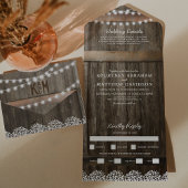 3 op 1 Rustic Baby's Breath Wedding All In One Uitnodiging