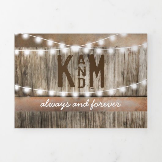 3 op 1 Rustisch Land Sunflower Wedding Drieluik Uitnodiging (Cover)