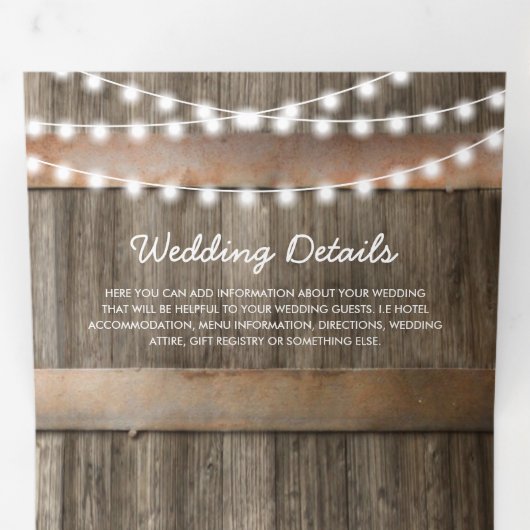 3 op 1 Rustisch Land Sunflower Wedding Drieluik Uitnodiging (Binnenzijde eerst)