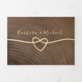 3 op 1 Wood Wedding Tri Fold Invitation Drieluik Uitnodiging (Cover)