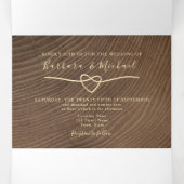 3 op 1 Wood Wedding Tri Fold Invitation Drieluik Uitnodiging (Binnenkant midden)