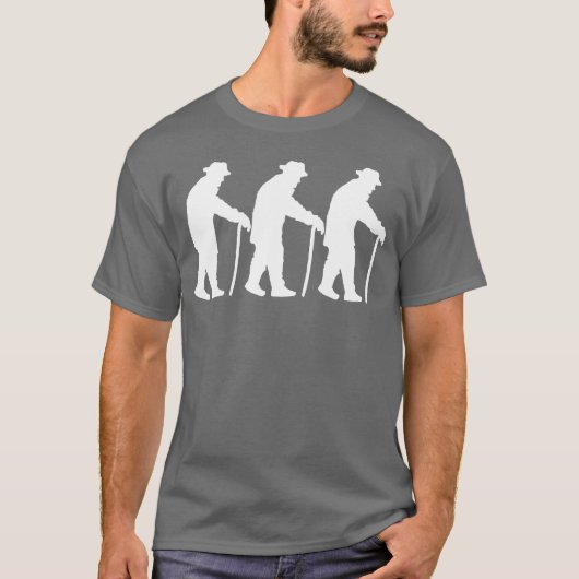 3 opa's Langzaam Gaan Silhouetdrie Vrienden Fun T-shirt (Voorkant)