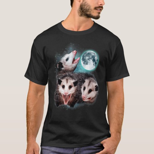 3 Opossum maan huilend Opossum hoofd grappig voor  T-shirt (Voorkant)